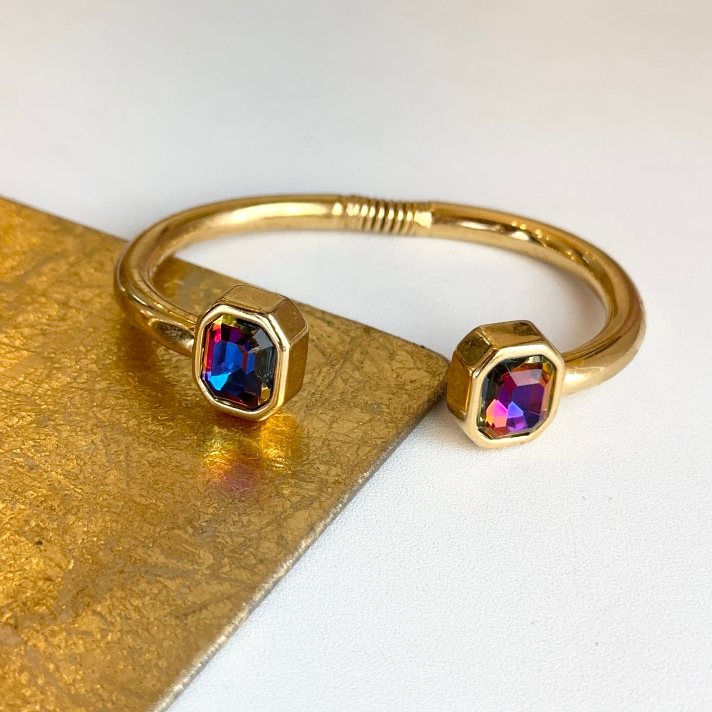 Gold-Plated Kenneth Jay Lane Multi-Color Stone Cuff Bracelet