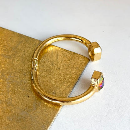 Gold-Plated Kenneth Jay Lane Multi-Color Stone Cuff Bracelet