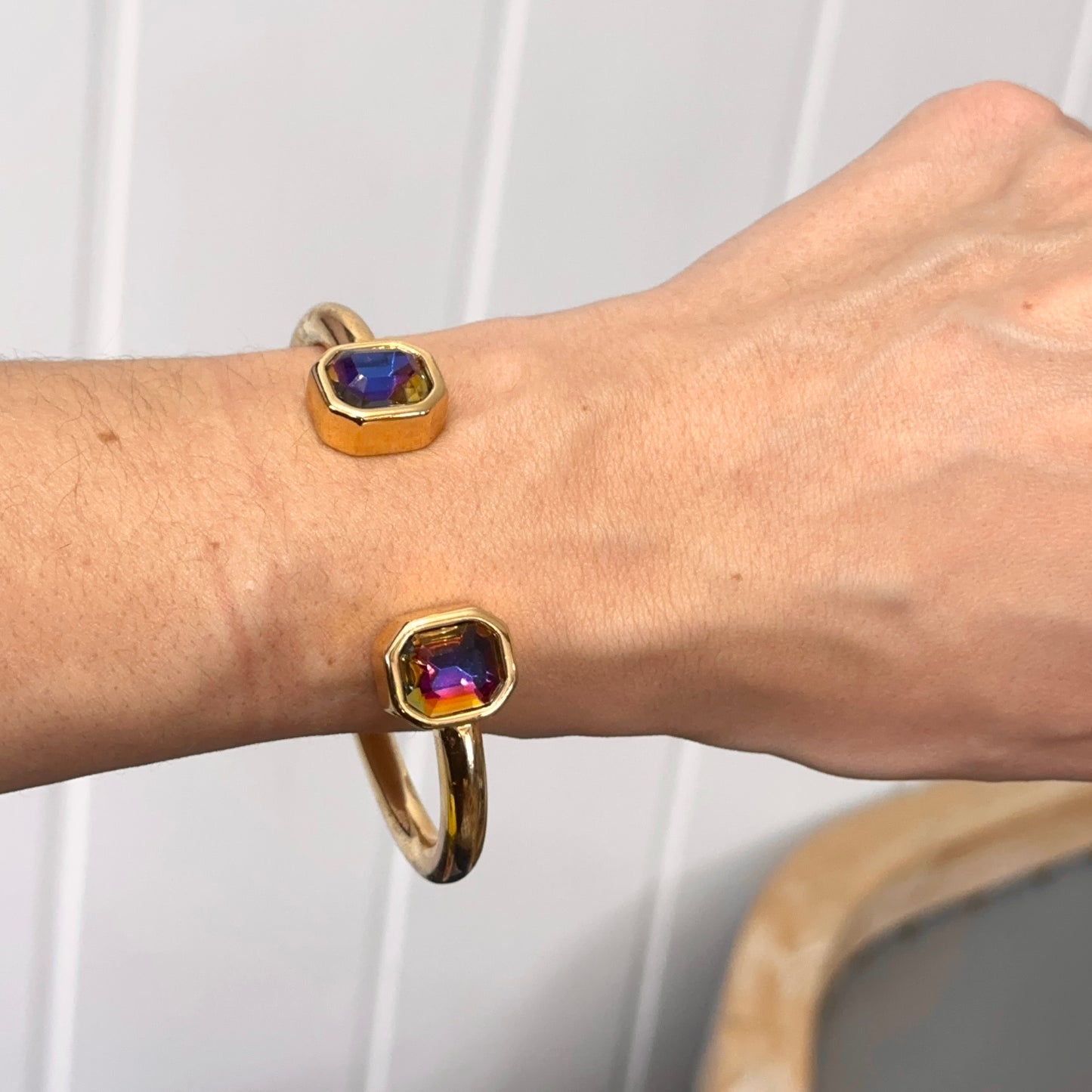 Gold-Plated Kenneth Jay Lane Multi-Color Stone Cuff Bracelet
