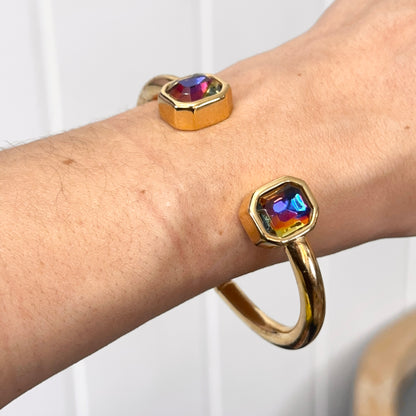 Gold-Plated Kenneth Jay Lane Multi-Color Stone Cuff Bracelet
