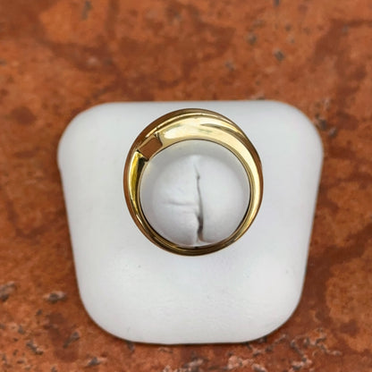 Estate 18KT Yellow Gold Round Blue Sapphire + Diamond Channel Set Ring