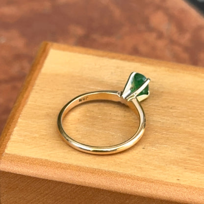 Estate 14KT Yellow Gold Oval Emerald Solitaire Ring