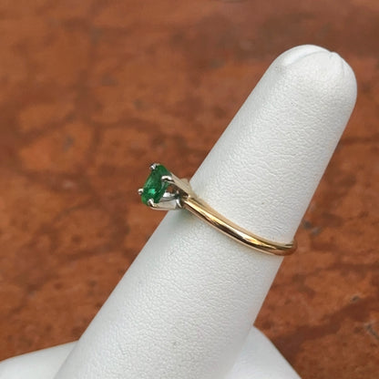 Estate 14KT Yellow Gold Oval Emerald Solitaire Ring