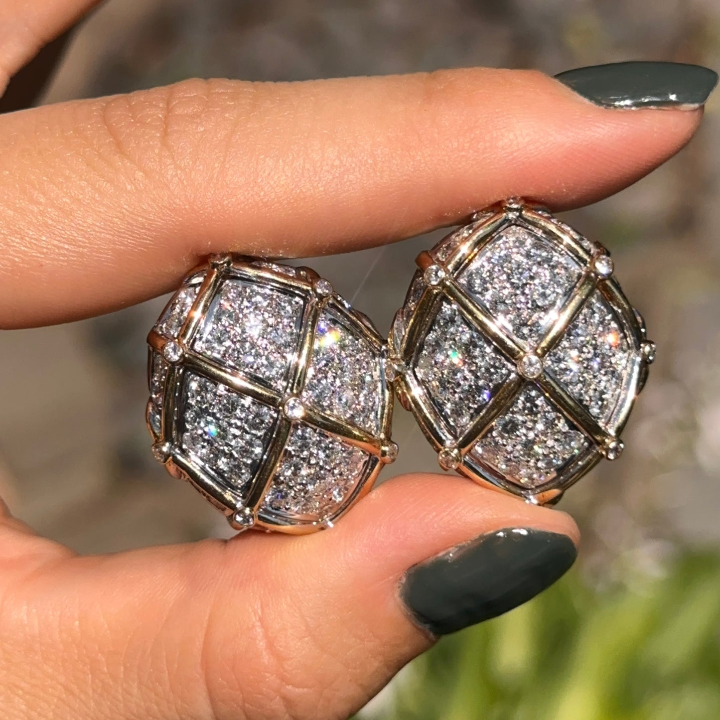 Estate White and Yellow Gold Cluster Diamond Non Pierced Earrings - LSJ