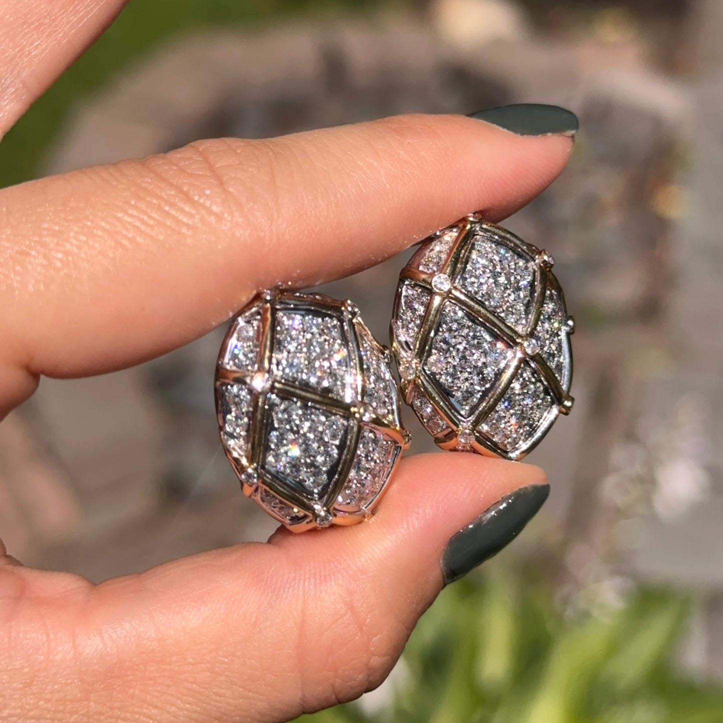 Estate White and Yellow Gold Cluster Diamond Non Pierced Earrings - LSJ