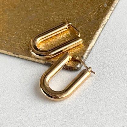 14KT Yellow Gold Oval Tube Hoop Earrings