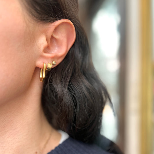 14KT Yellow Gold Oval Tube Hoop Earrings