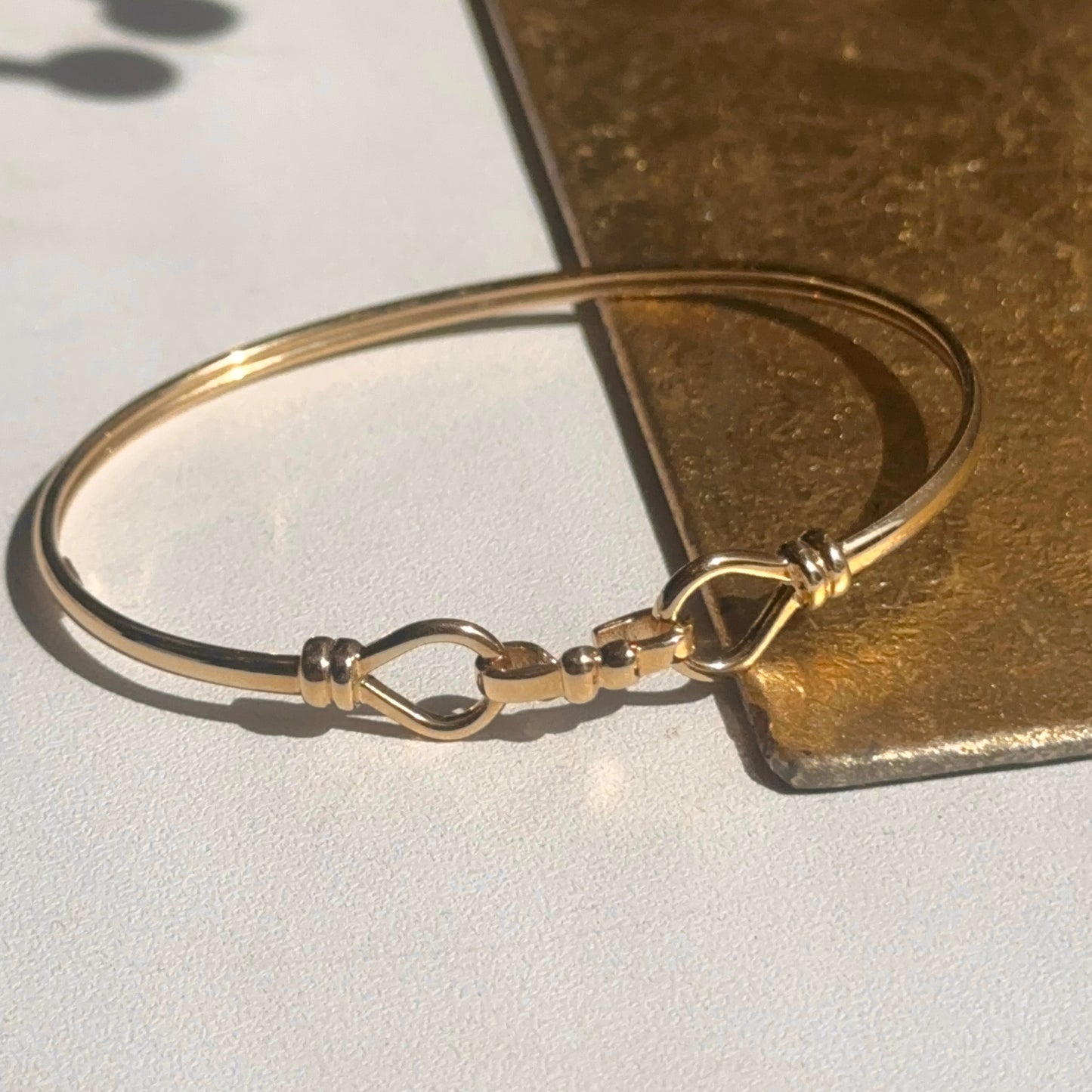 14KT Yellow Gold Double Hook Bangle Bracelet