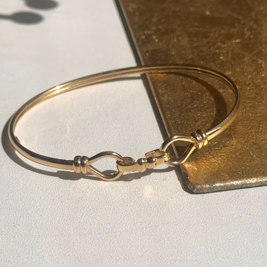 14KT Yellow Gold Double Hook Bangle Bracelet