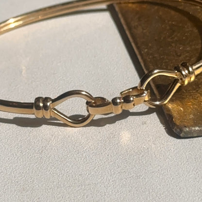 14KT Yellow Gold Double Hook Bangle Bracelet