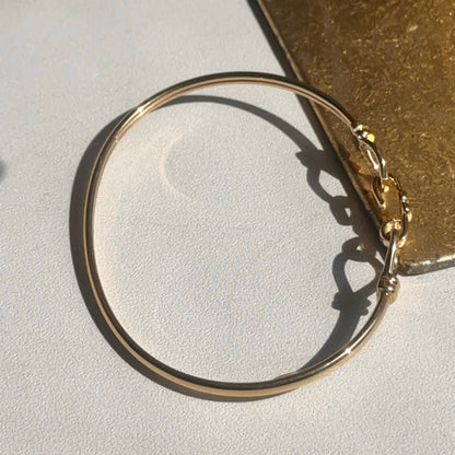 14KT Yellow Gold Double Hook Bangle Bracelet