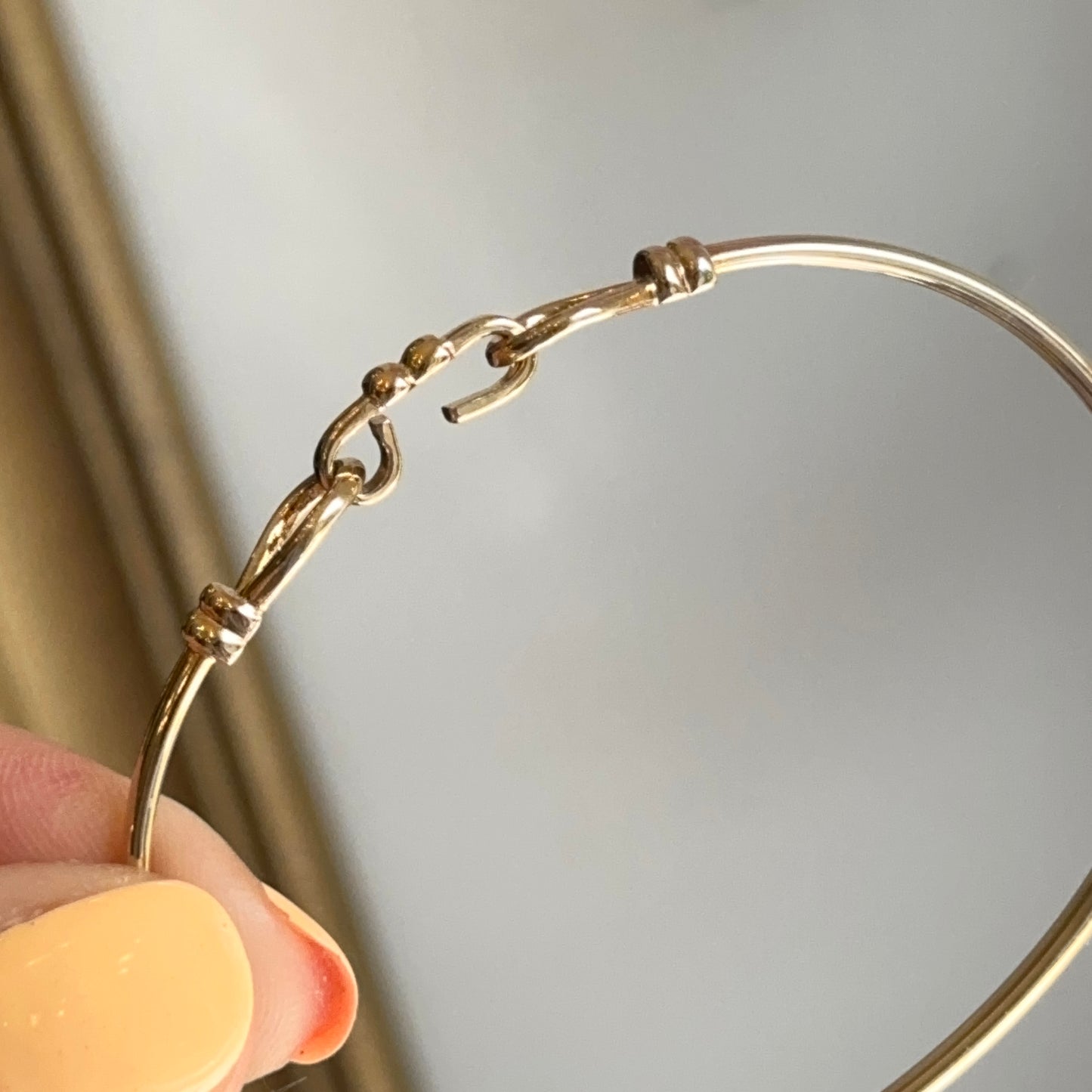 14KT Yellow Gold Double Hook Bangle Bracelet
