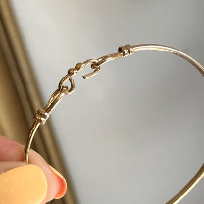 14KT Yellow Gold Double Hook Bangle Bracelet