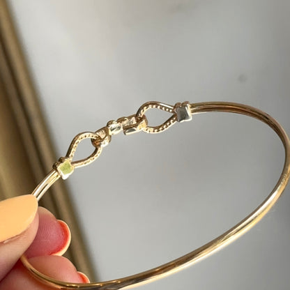 14KT Yellow Gold Double Hook Bangle Bracelet