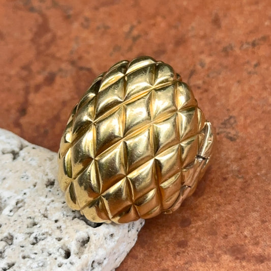 Estate 18KT Yellow Gold Modernist Basketweave Domed Ring