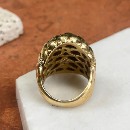 Estate 18KT Yellow Gold Modernist Basketweave Domed Ring