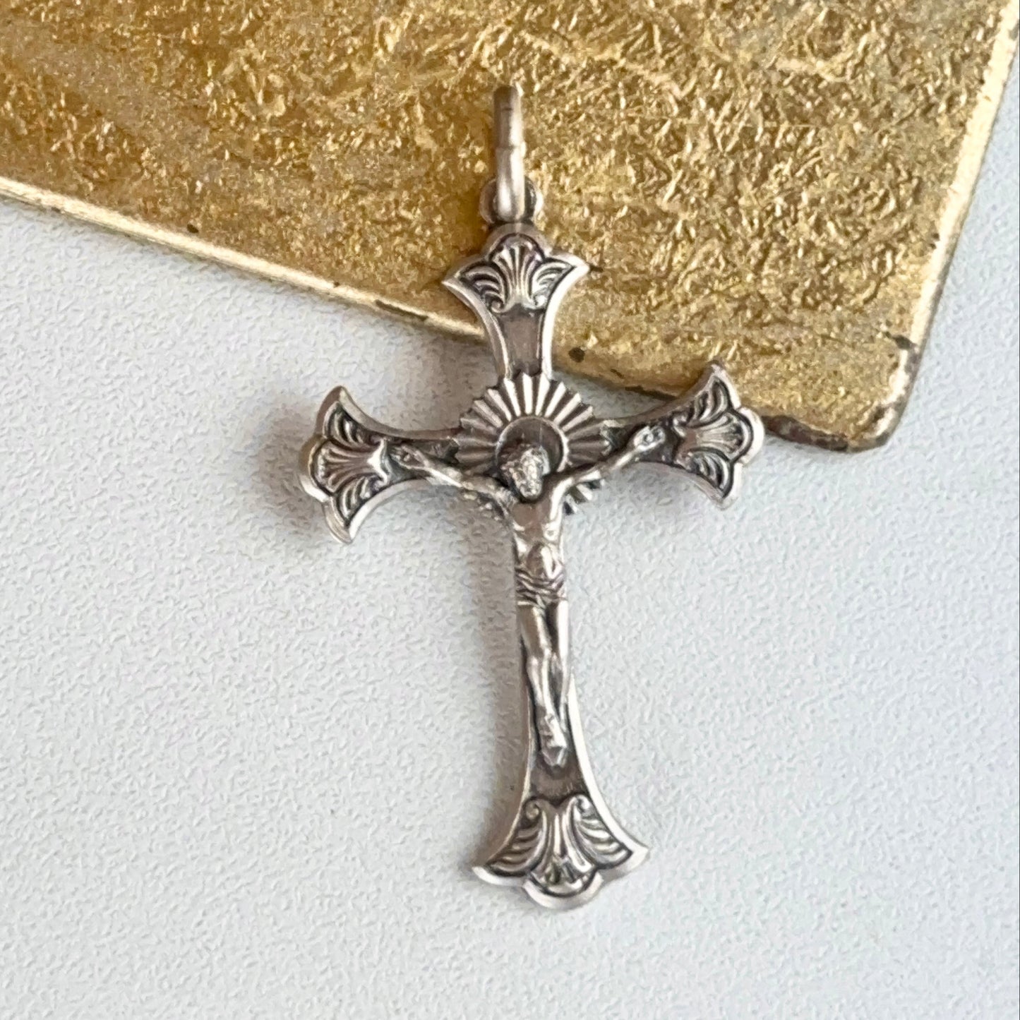 Sterling Silver Ornate Crucifix Cross Pendant