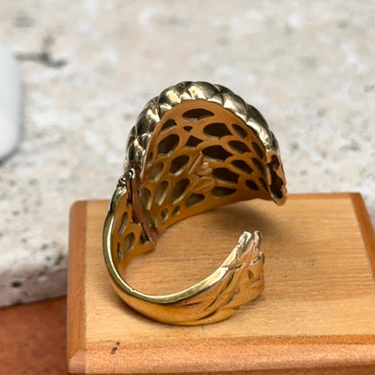 Estate 18KT Yellow Gold Modernist Basketweave Domed Ring