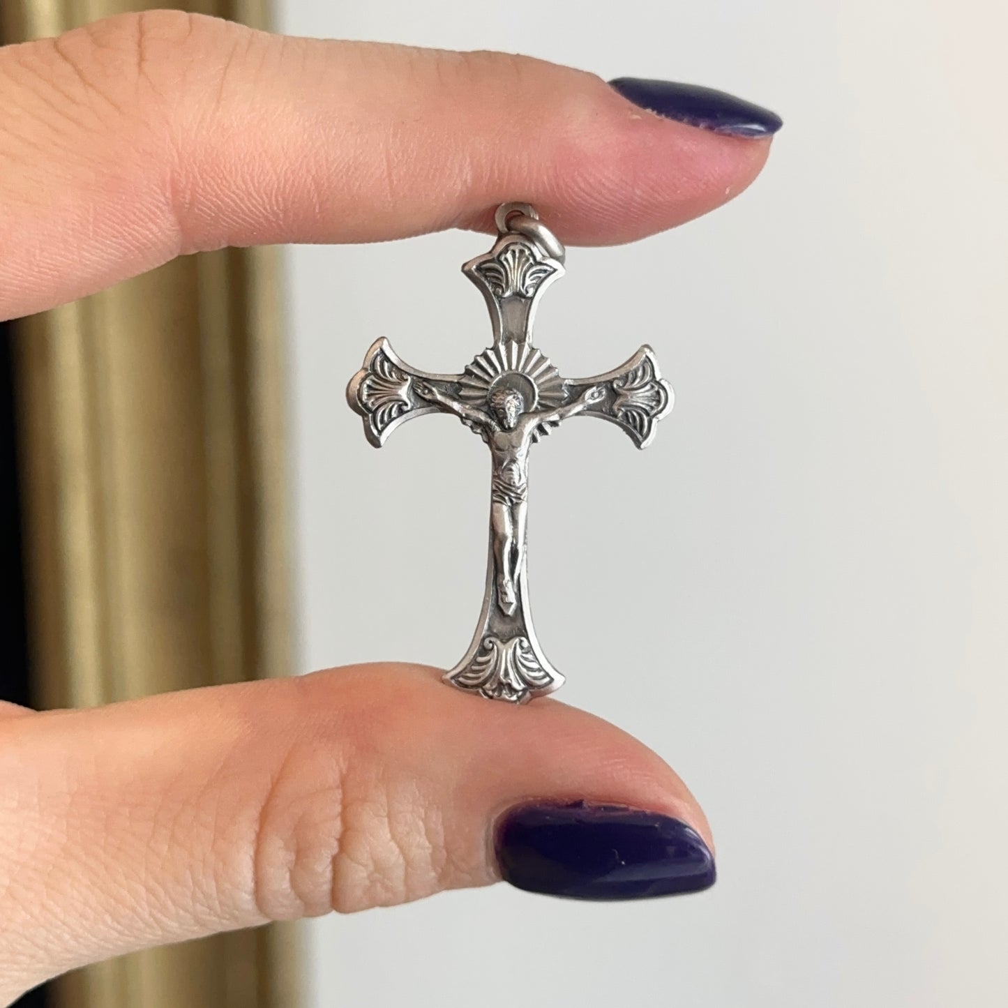 Sterling Silver Ornate Crucifix Cross Pendant