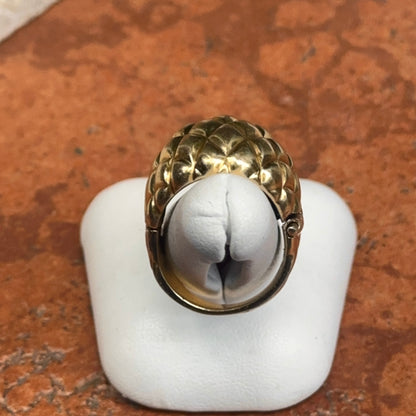 Estate 18KT Yellow Gold Modernist Basketweave Domed Ring