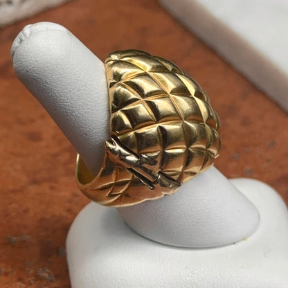 Estate 18KT Yellow Gold Modernist Basketweave Domed Ring