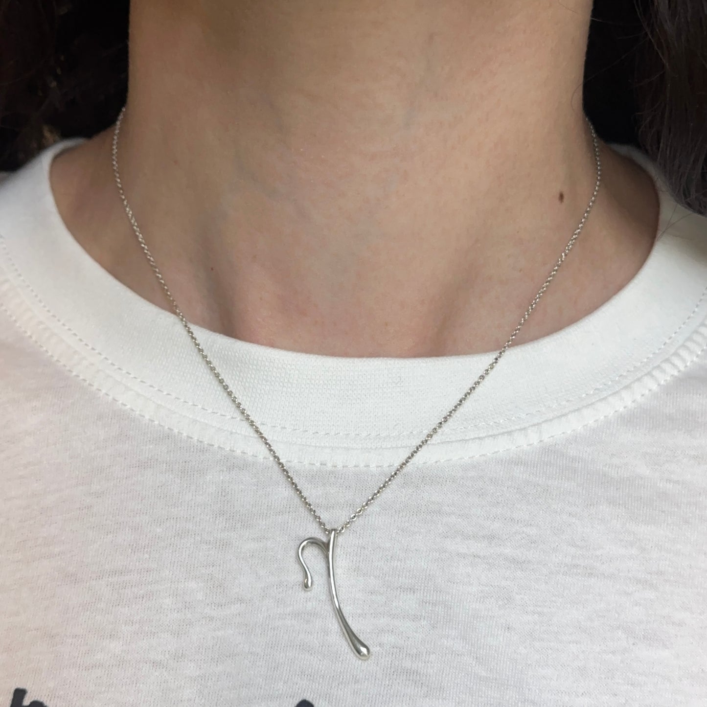 Estate Sterling Silver Tiffany & Co. Elsa Peretti Initial "P" Necklace