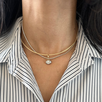 14KT Yellow Gold Oval 2 CT Lab Diamond Georgian Set Pendant - LSJ