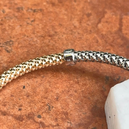 14KT Yellow, White + Rose Gold Mesh Slip-On Bracelet