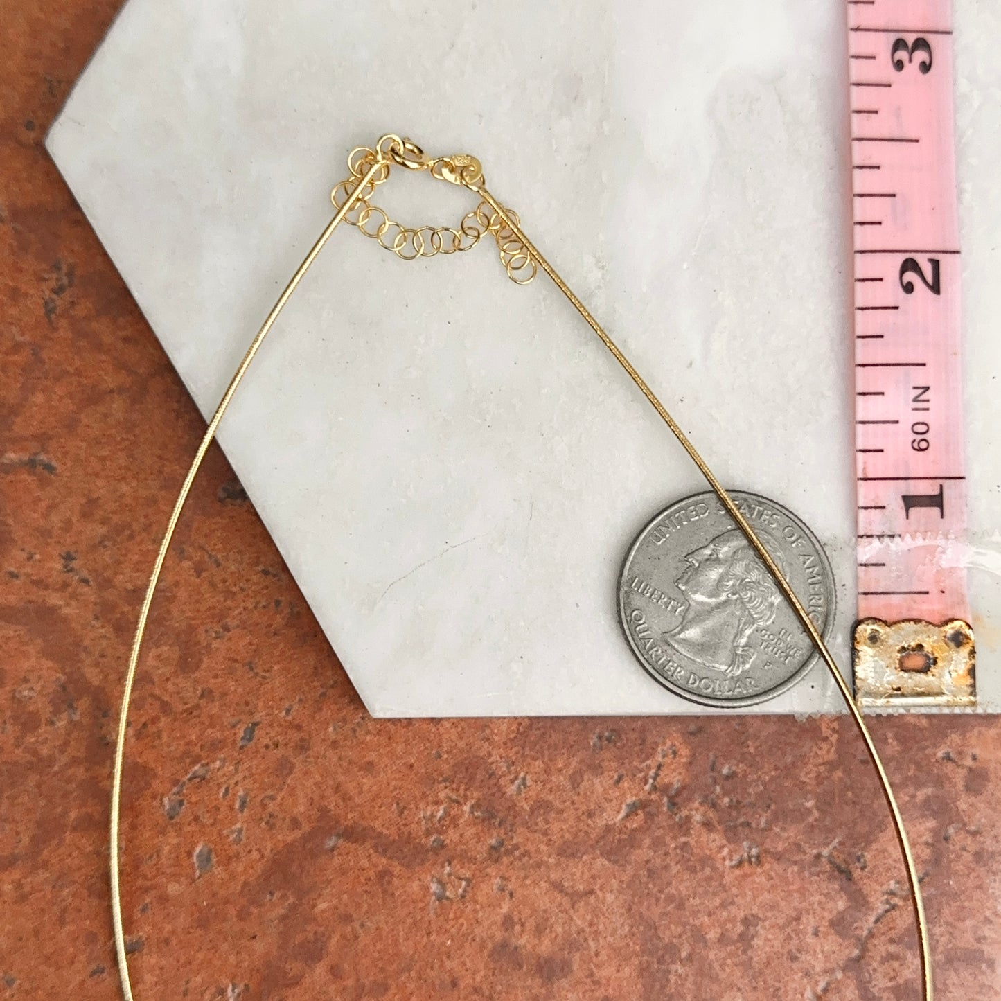 14KT Yellow Gold 1mm Sparkle Omega Wire Necklace
