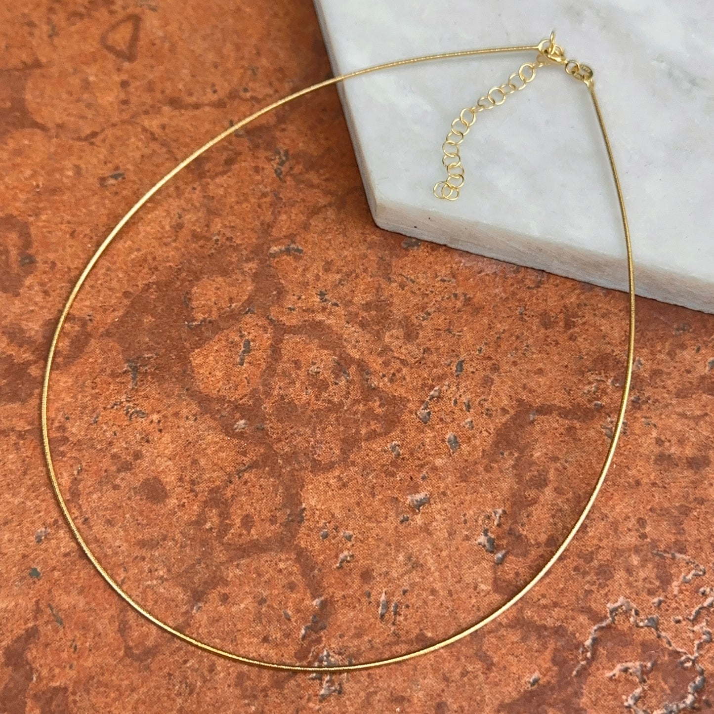 14KT Yellow Gold 1mm Sparkle Omega Wire Necklace