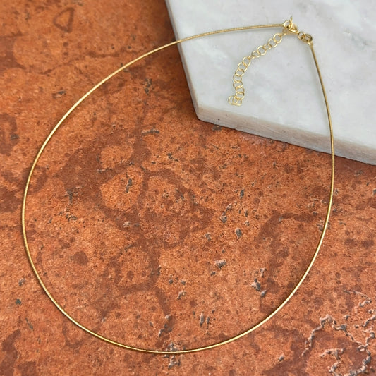14KT Yellow Gold 1mm Sparkle Omega Wire Necklace