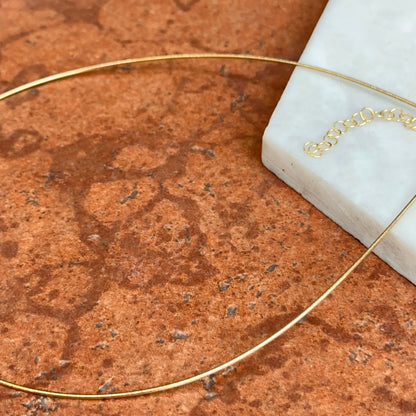 14KT Yellow Gold 1mm Sparkle Omega Wire Necklace