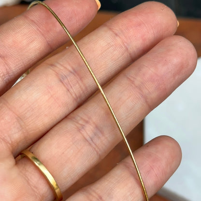 14KT Yellow Gold 1mm Sparkle Omega Wire Necklace