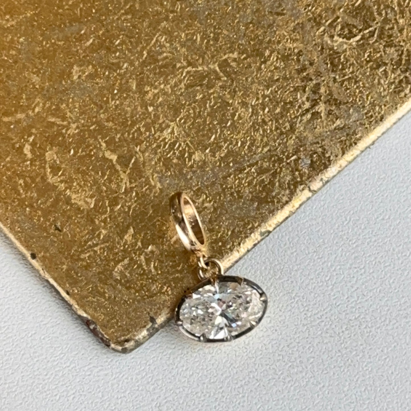 14KT Yellow Gold Oval 2 CT Lab Diamond Georgian Set Pendant - LSJ