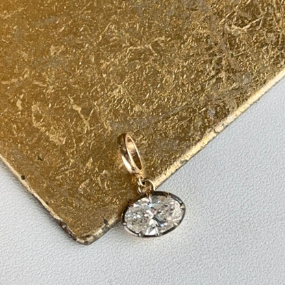 14KT Yellow Gold Oval 2 CT Lab Diamond Georgian Set Pendant - LSJ