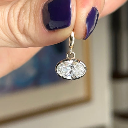 14KT Yellow Gold Oval 2 CT Lab Diamond Georgian Set Pendant - LSJ