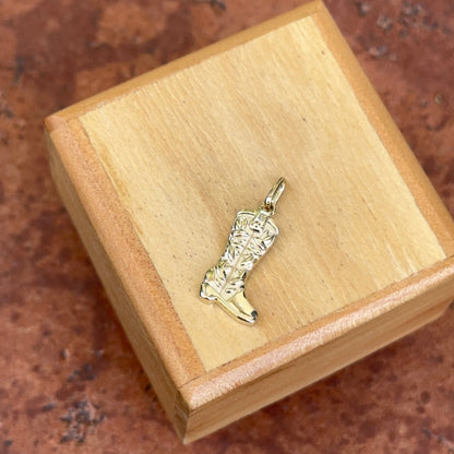 10KT Yellow Gold Cowboy Western Boot Pendant Charm