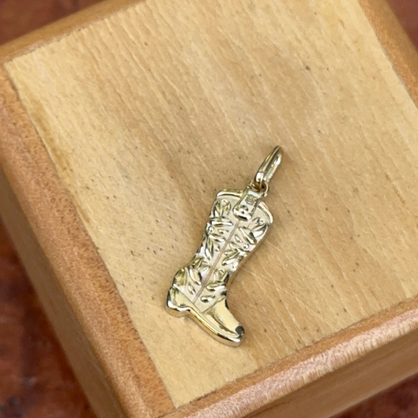 10KT Yellow Gold Cowboy Western Boot Pendant Charm