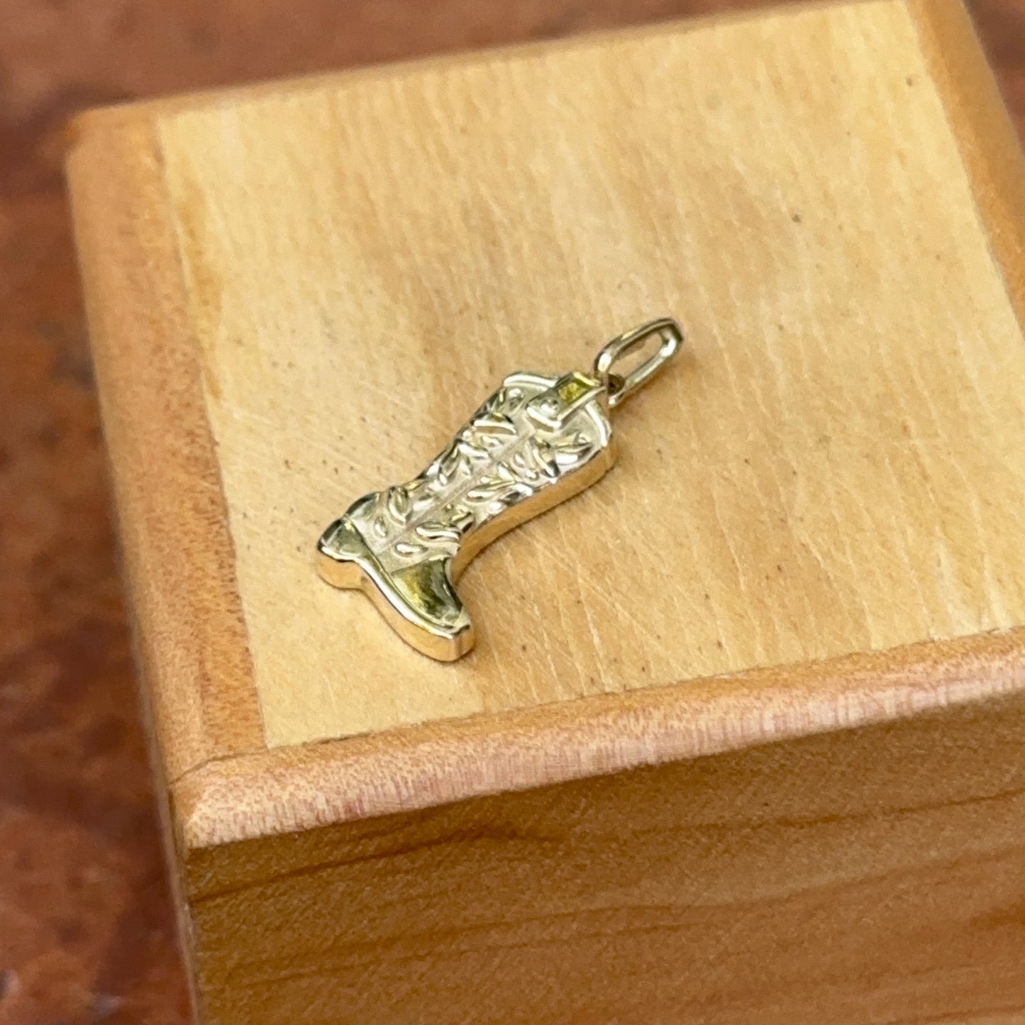 10KT Yellow Gold Cowboy Western Boot Pendant Charm