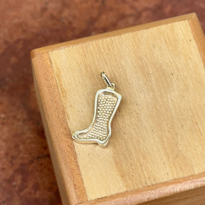 10KT Yellow Gold Cowboy Western Boot Pendant Charm