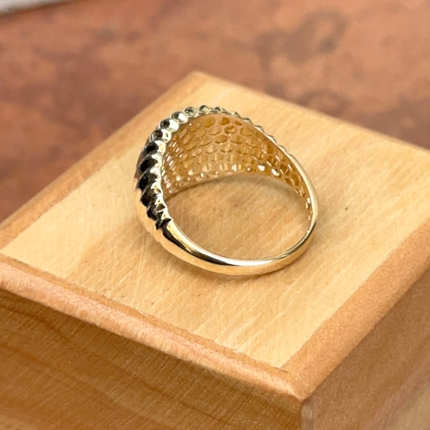 14KT Yellow Gold Ridged 12.5mm Dome Ring