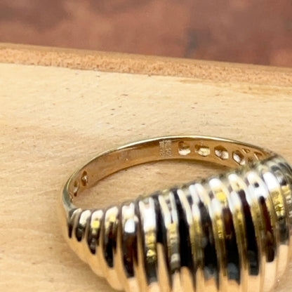 14KT Yellow Gold Ridged 12.5mm Dome Ring