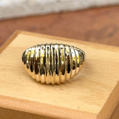 14KT Yellow Gold Ridged 12.5mm Dome Ring