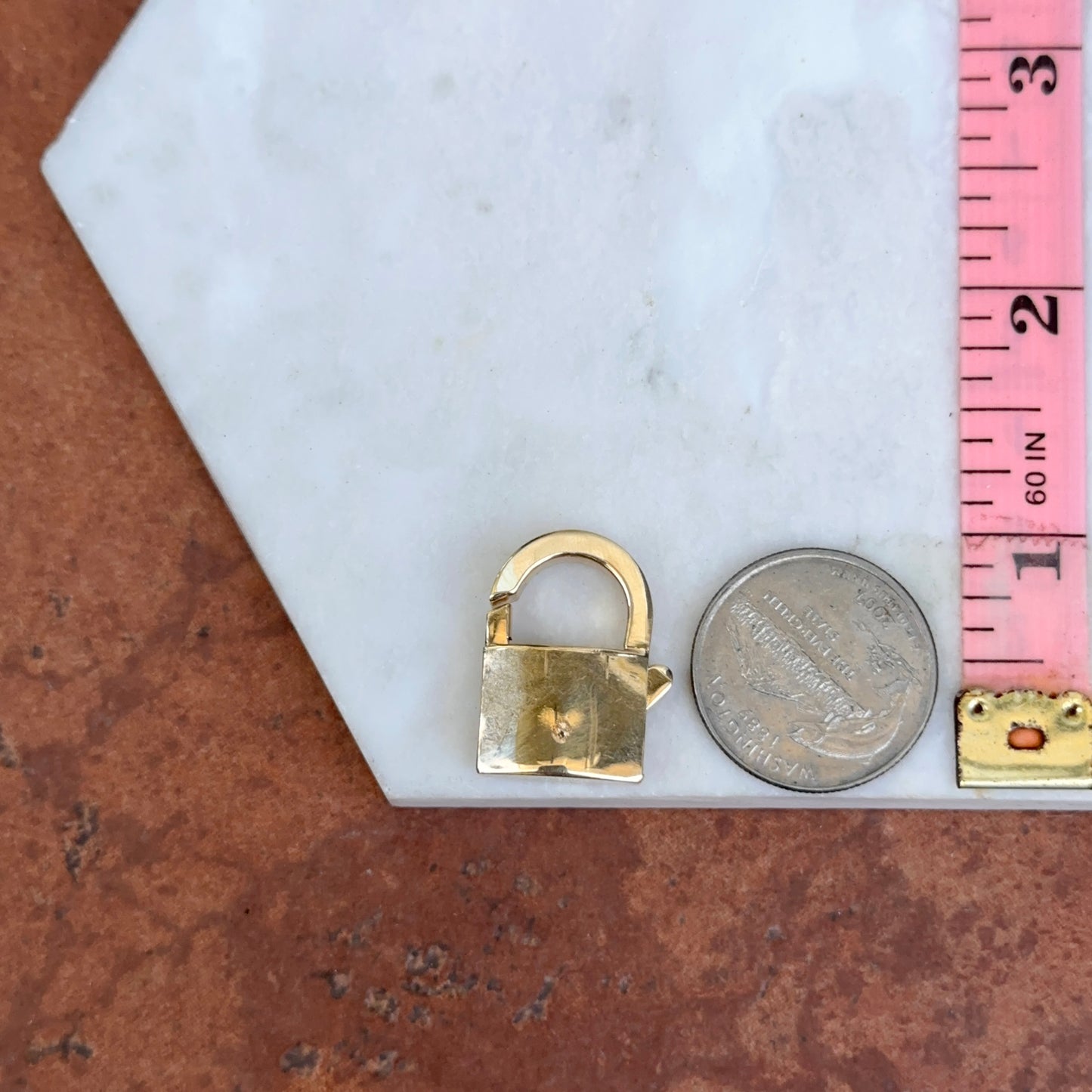 14KT Yellow Gold Hinged PadLock Pendant 28mm