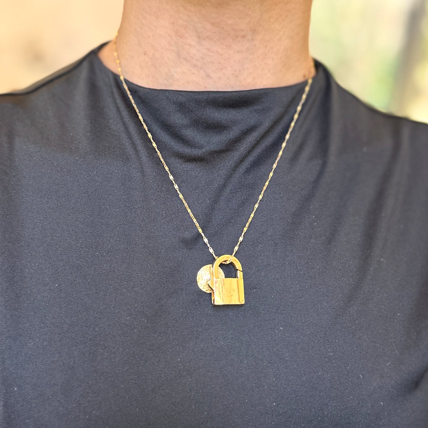 14KT Yellow Gold Hinged PadLock Pendant 28mm