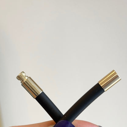 14KT Yellow Gold 5mm Black Rubber Cord Necklace Bayonet Clasp