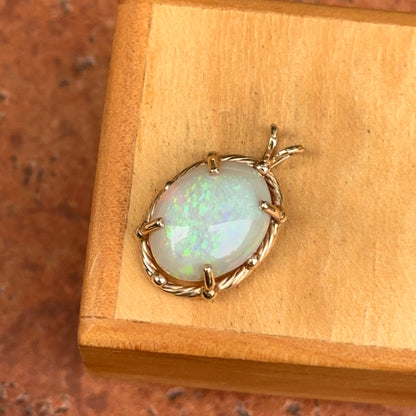 Estate 14KT Yellow Gold Oval Cabochon Opal Pendant