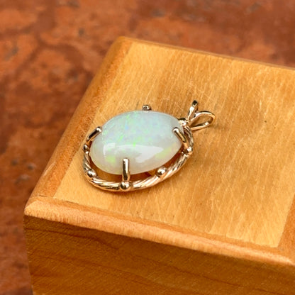 Estate 14KT Yellow Gold Oval Cabochon Opal Pendant