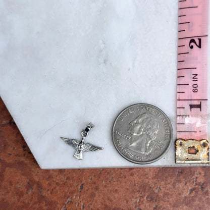 14KT White Gold Tiny Dove Pendant Charm 18mm x 12mm
