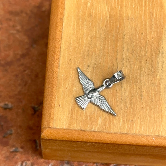 14KT White Gold Tiny Dove Pendant Charm 18mm x 12mm